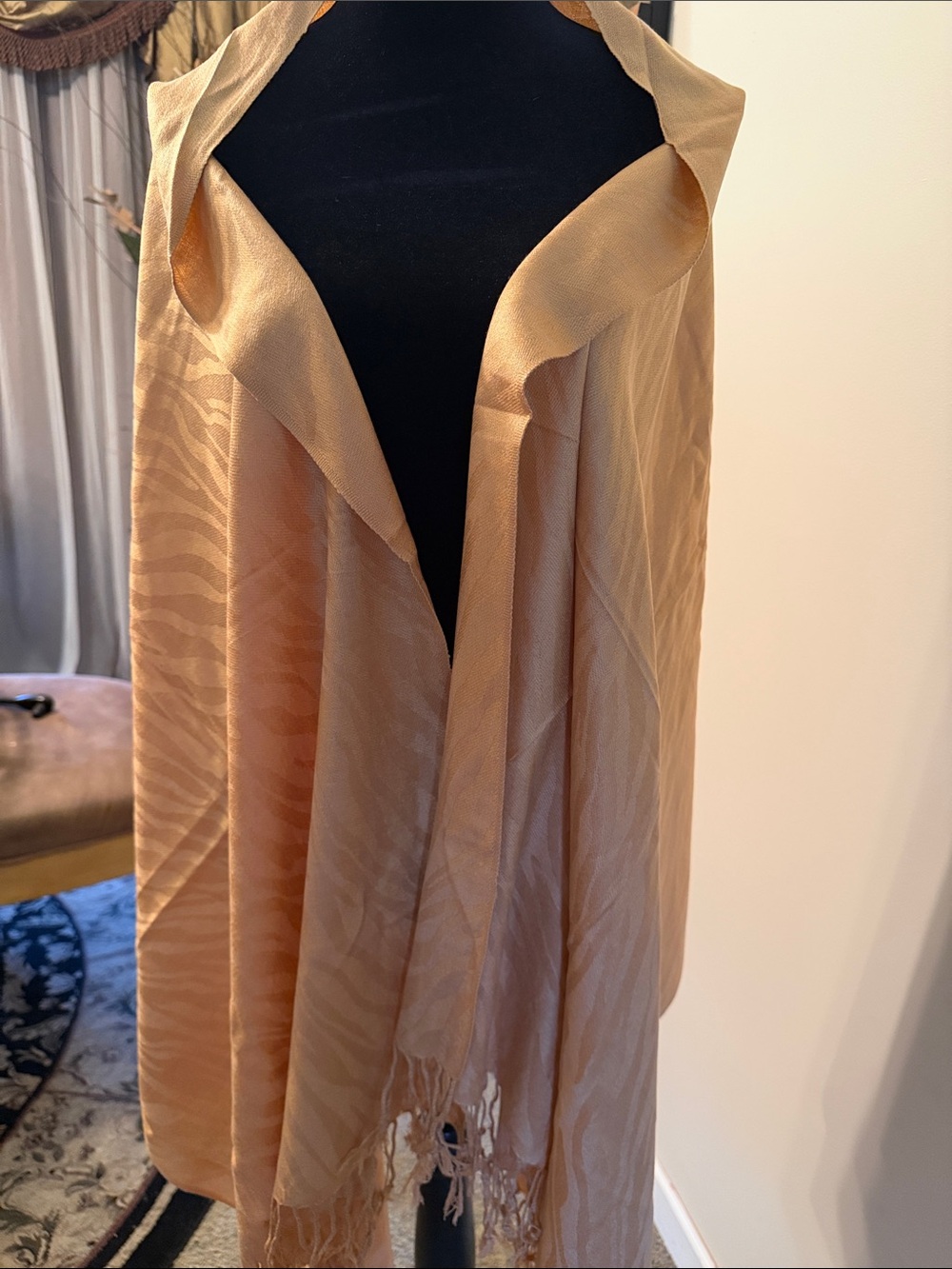 pashmina Light Tan Scarf with Subtle Zebra Texture